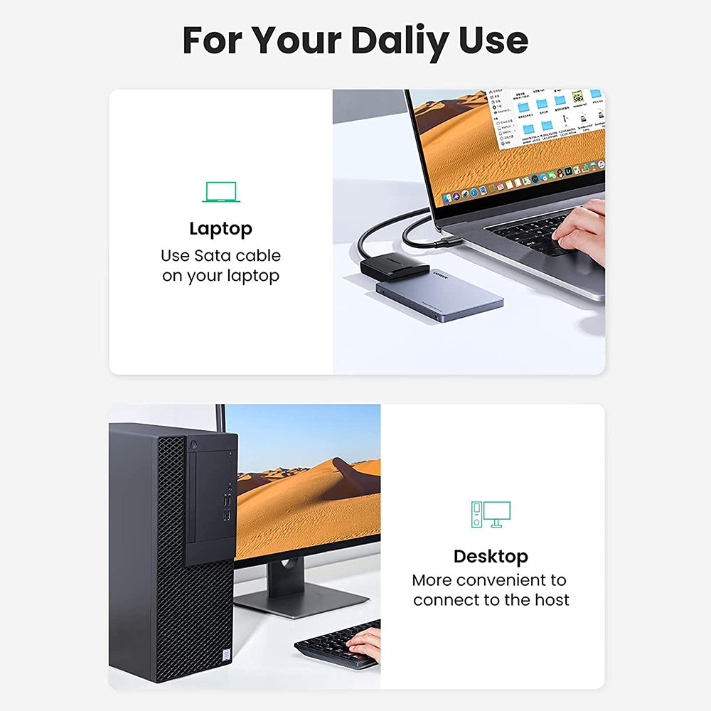 UGREEN 80338 M.2 to 2.5" SATA NGFF SSD Drives Connector Converter Hard Drive Enclosures