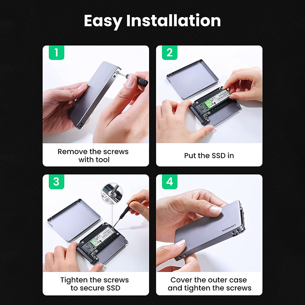 UGREEN 80338 M.2 to 2.5" SATA NGFF SSD Drives Connector Converter Hard Drive Enclosures