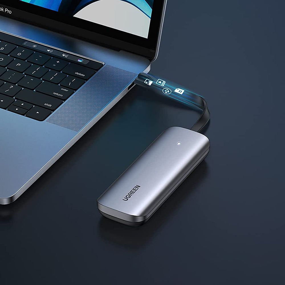 UGREEN 70691 NVMe SSD Enclosure USB C 3.1 Gen 2 M.2 NVME Mobile Hard Drive Case with Cable Support 10Gbps Transfer Speed Compatible with 2230/2242/2260/2280 SSD