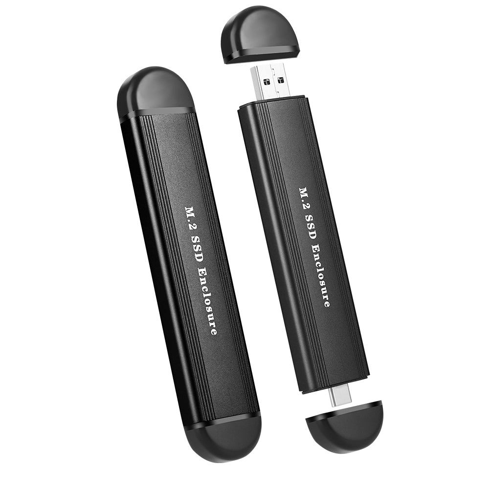 U2-001 Type C+USB 2 in 1 Nvme M.2 SSD NGFF M.2 SSD Enclosure External Hard Drive - Black