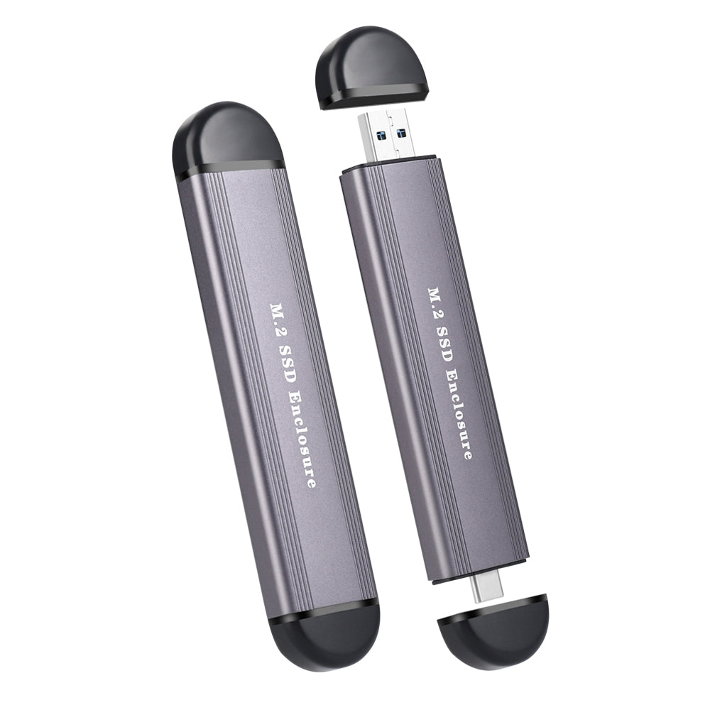 U2-001 Type C+USB 2 in 1 Nvme M.2 SSD NGFF M.2 SSD Enclosure External Hard Drive - Grey