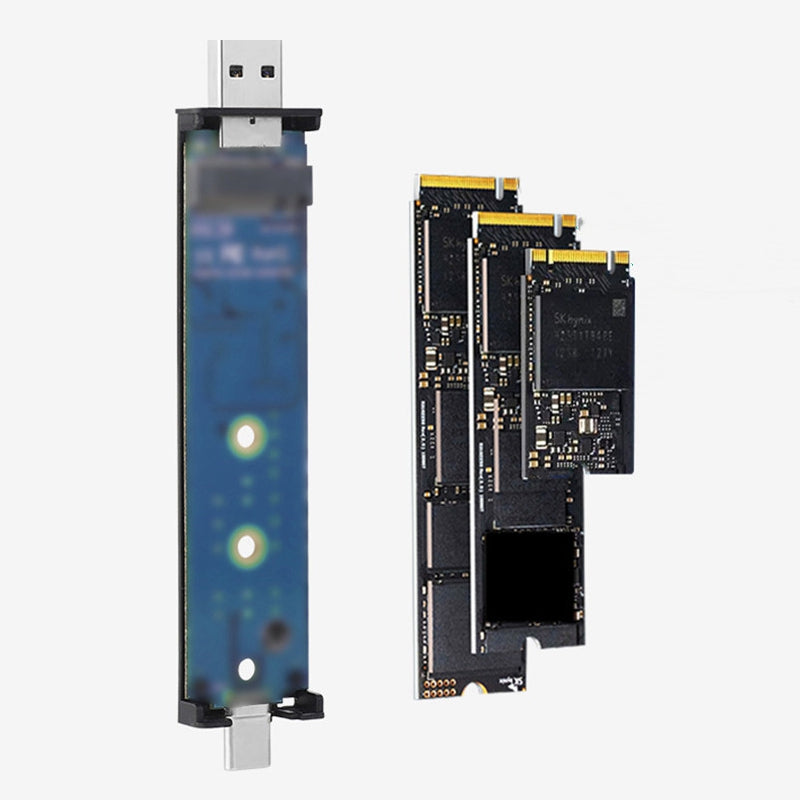 2 in 1 Type-C + USB M.2 SSD Enclosure NVME / SATA External Hard Drive Case 2242 / 2260 / 2280 - Black