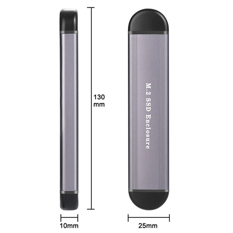 2 in 1 Type-C + USB M.2 SSD Enclosure NVME / SATA External Hard Drive Case 2242 / 2260 / 2280 - Black