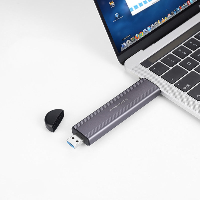 2 in 1 Type-C + USB M.2 SSD Enclosure NVME / SATA External Hard Drive Case 2242 / 2260 / 2280 - Grey