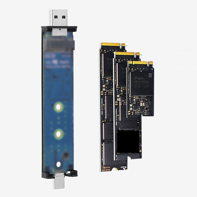 2 in 1 Type-C + USB M.2 SSD Enclosure NVME / SATA External Hard Drive Case 2242 / 2260 / 2280 - Grey