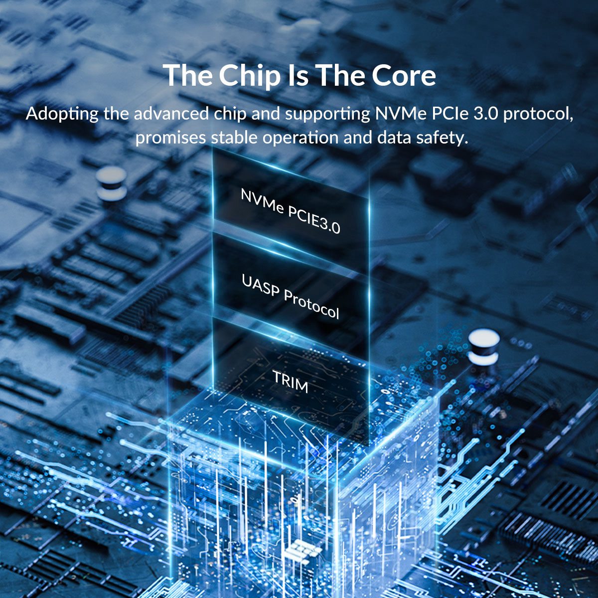 Uniqkart-FV35C3-G2 Aluminum Alloy M.2 NVMe SSD Case 10Gbps High Speed PC Laptop External Hard Drive Enclosure Case - Gold