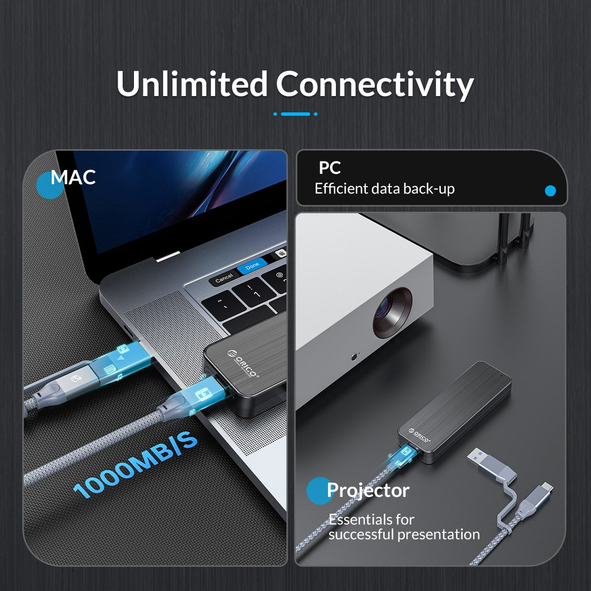 Uniqkart HM2C3 M.2 SATA SSD External Enclosure for 2280 / 2260 / 2242 / 2230 M.2 HDD Hard Disk Drive Box Support 6Gbps Fast Transmission