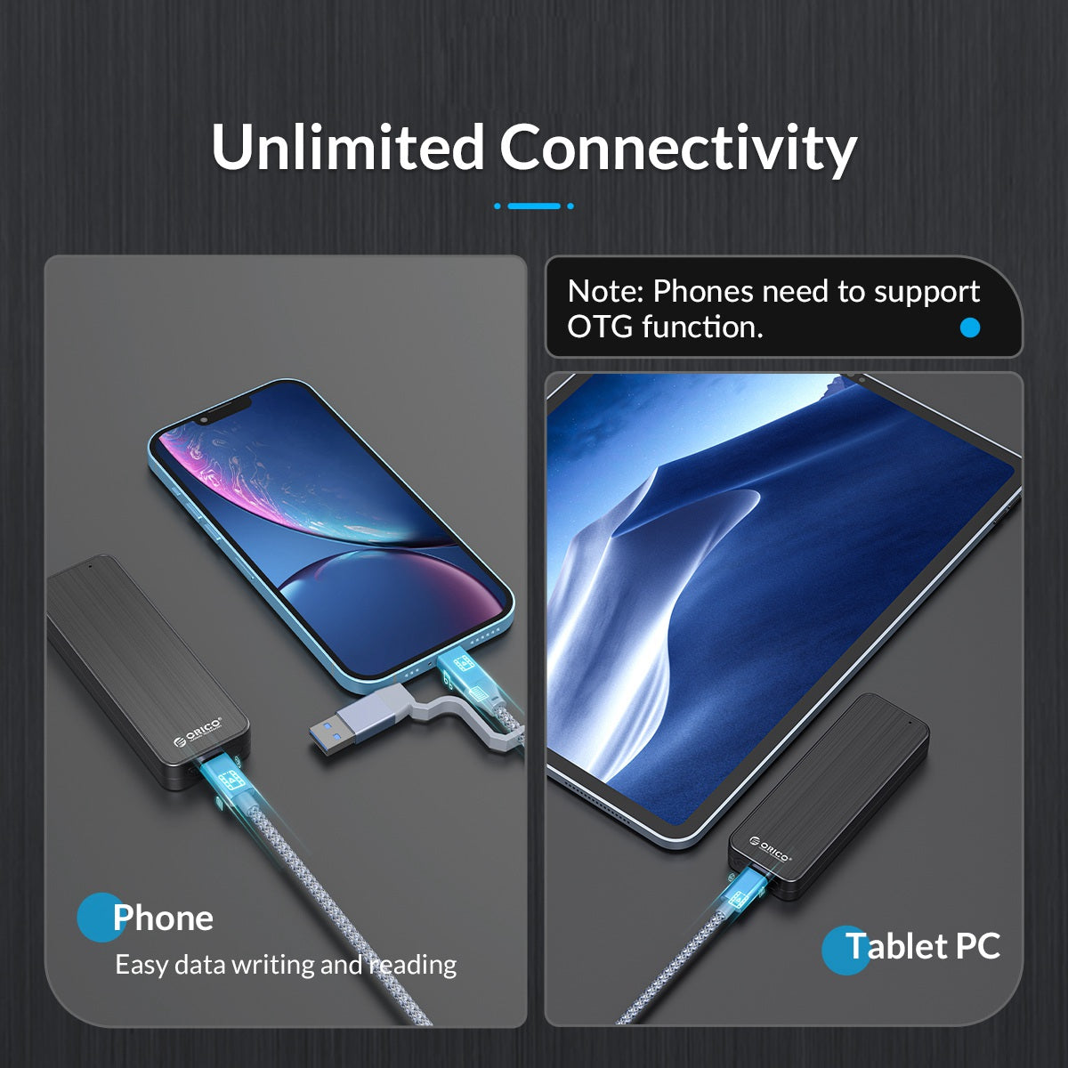 Uniqkart HM2C3 M.2 SATA SSD External Enclosure for 2280 / 2260 / 2242 / 2230 M.2 HDD Hard Disk Drive Box Support 6Gbps Fast Transmission