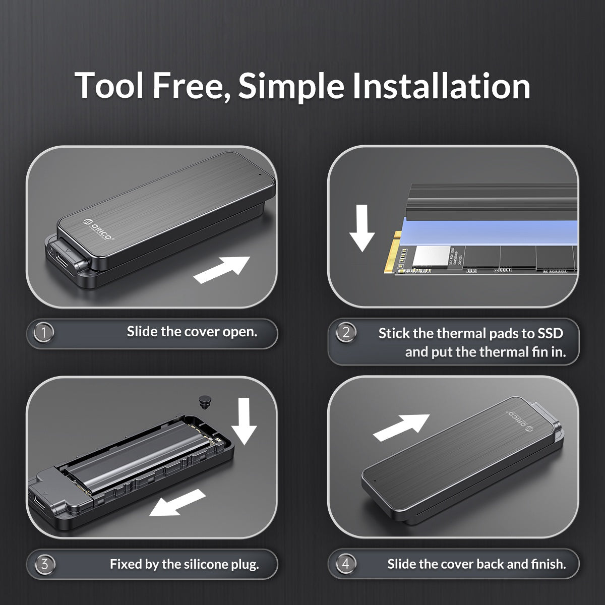 Uniqkart HM2C3 M.2 SATA SSD External Enclosure for 2280 / 2260 / 2242 / 2230 M.2 HDD Hard Disk Drive Box Support 6Gbps Fast Transmission