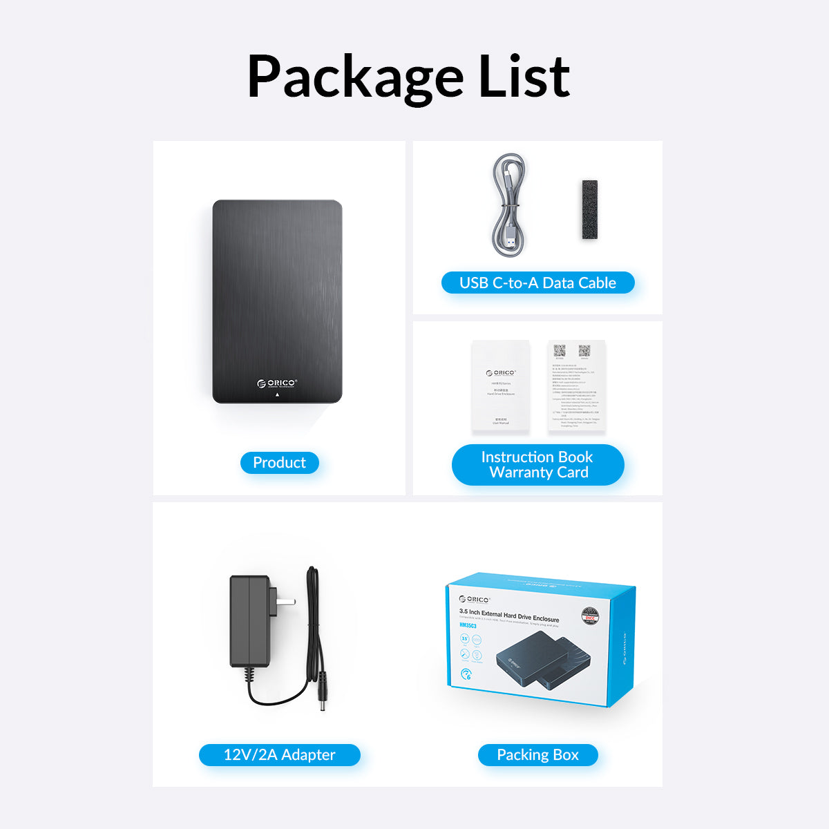 Uniqkart HM35C3 3.5-inch External Hard Disk Enclosure Compatible with 3.5 inch SATA Hard Disk Drive Box Support 6Gbps Fast Transmission (EU Plug)