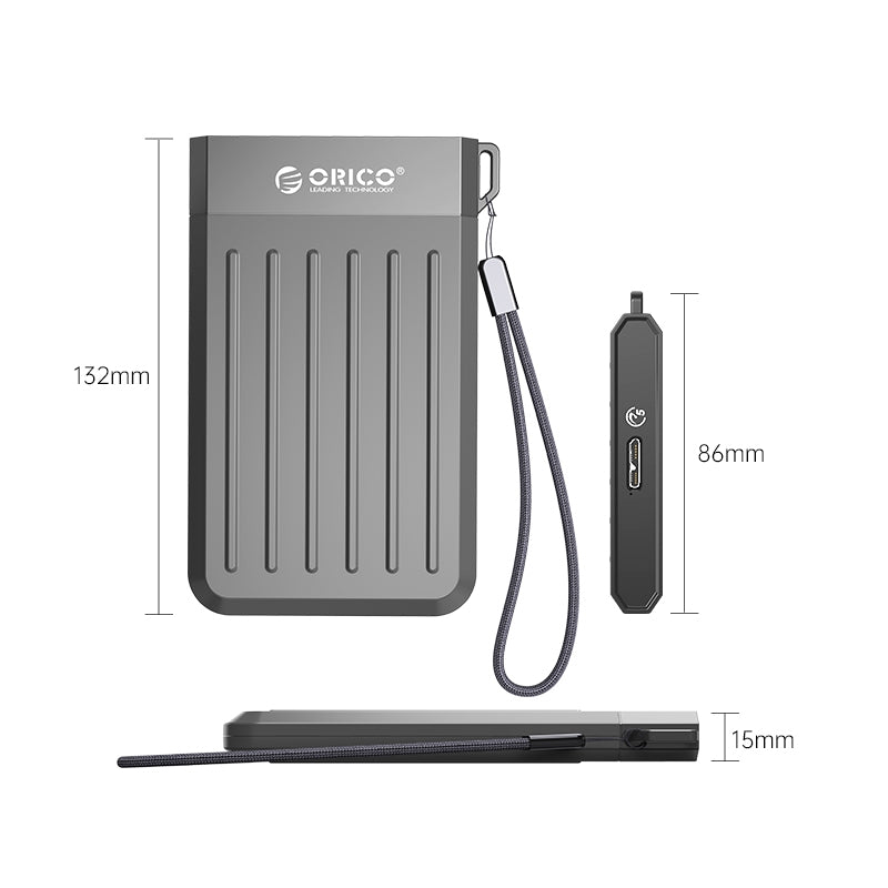 ORICO M25U3 2.5-inch External Enclosure Compatible with 2.5-inch SATA HDD / SSD Solid State Hard Driver Protector 5Gbps Fast Hard Disk Shockproof Case - Dark Grey