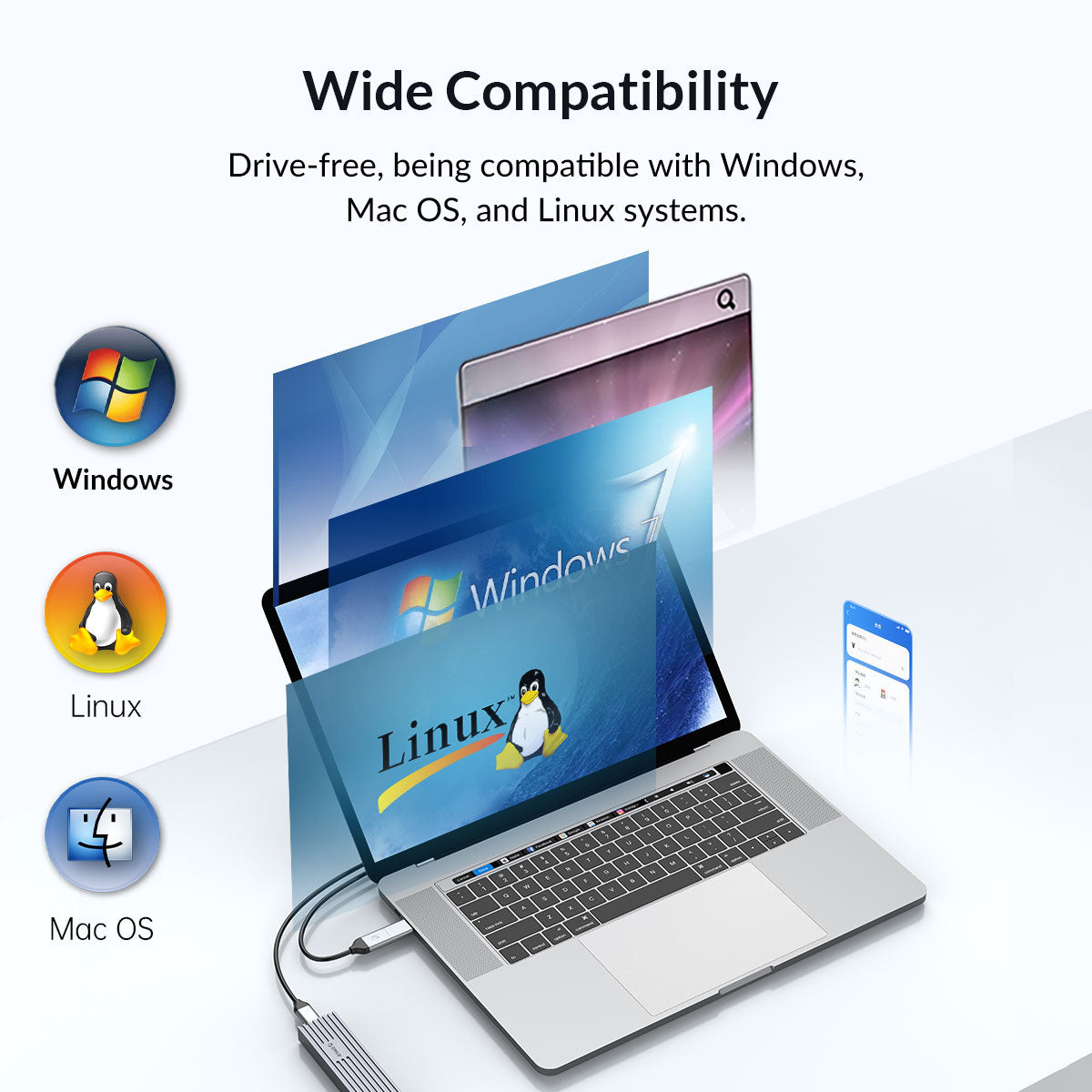 Uniqkart M232C3-G2 10Gbps High Speed M.2 NVMe SSD Case External Hard Drive Enclosure Case, Support Up to 4TB - Grey