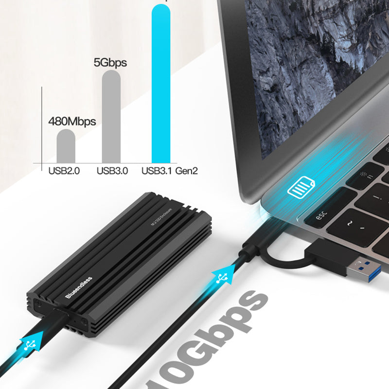 Uniqkart 2807SN 10Gbps M.2 NVME / SATA Dual Protocol SSD Case USB3.1 Hard Drive Enclosure