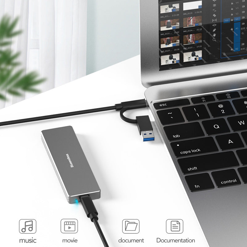 Uniqkart 2801SN Aluminum Alloy M.2 NVME / SATA Dual Protocol SSD Case 10Gbps USB3.1 Hard Drive Enclosure