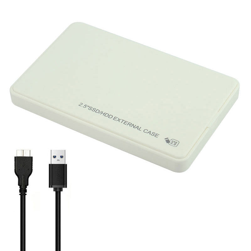 U25 2.5 inch SSD USB3.0 External Hard Drive Enclosure Hard Disk Box Compatible with 2.5-inch SATA Hard Disk - White