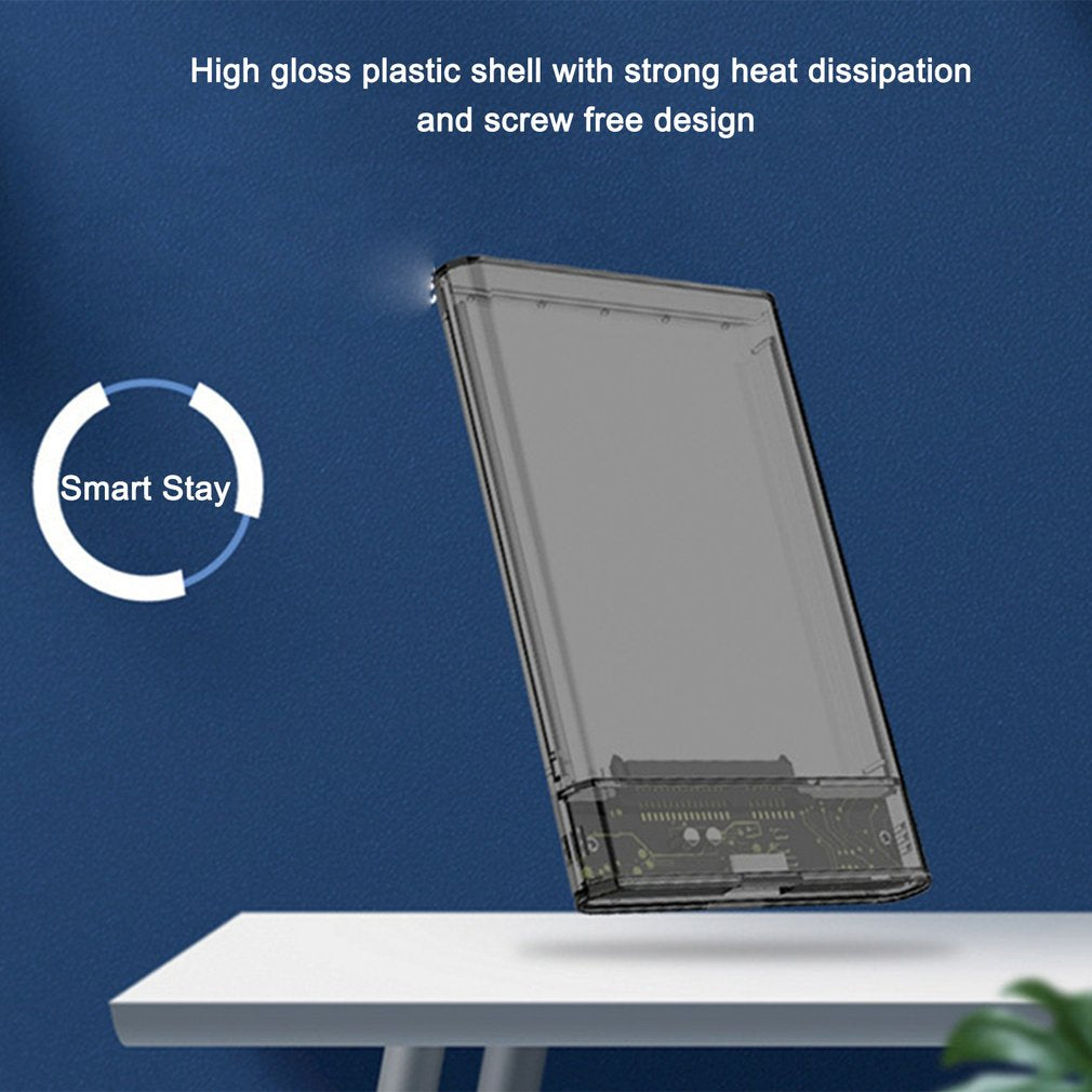 2.5inch External Hard Drive Enclosure USB 3.0 to SATA HDD Hard Disk Case for Mac OS and Windows, Supporting Max 6TB - Transparent Black