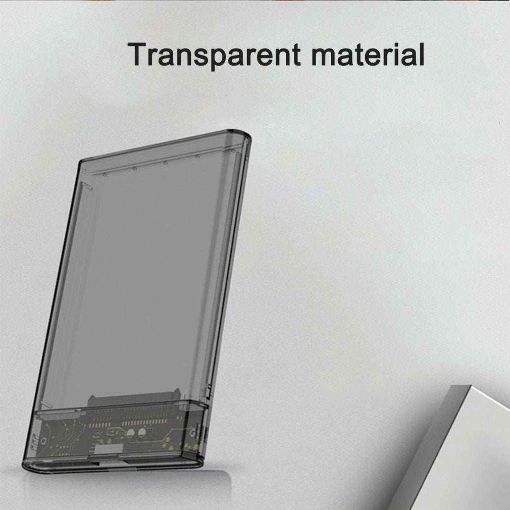 2.5inch External Hard Drive Enclosure USB 3.0 to SATA HDD Hard Disk Case for Mac OS and Windows, Supporting Max 6TB - Transparent Black