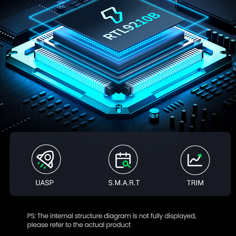 UGREEN 90408 M.2 NVMe / SATA Dual-Protocol Hard Drive Enclosure Type-C / USB3.2 External Mobile Hard Drive Enclosure for Laptop with SSD Solid State M2 Box