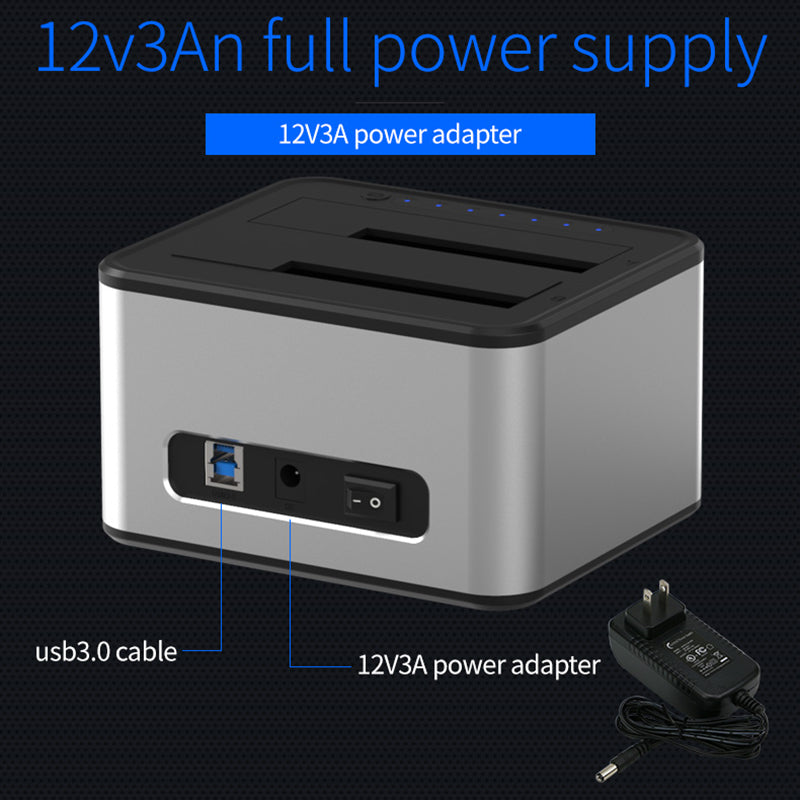 Uniqkart HD07A Dual-Tray Offline Duplicate Hard Drive Dock USB3.0 High-Speed Transmission Adapter