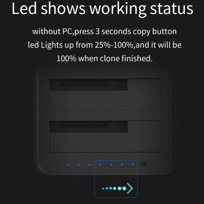 Uniqkart HD07A Dual-Tray Offline Duplicate Hard Drive Dock USB3.0 High-Speed Transmission Adapter