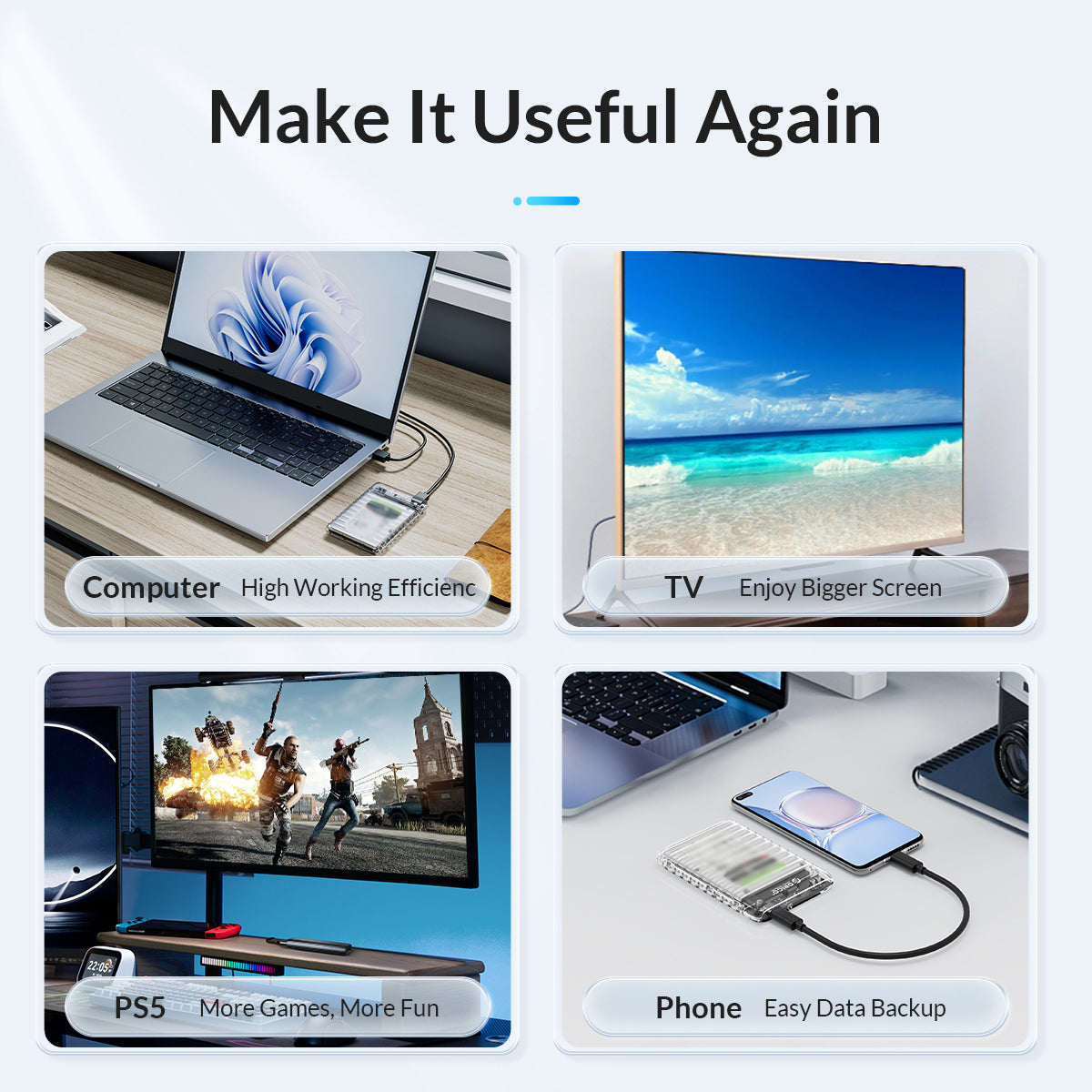 ORICO-2139C3 2.5" USB3.0 External Storage HDD Enclosure Transparent 6Gbps High Speed HDD SSD Hard Drive Enclosure