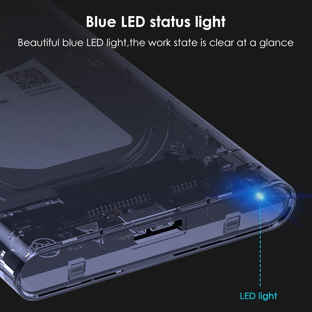 Uniqkart ST239 2.5-inch USB3.0 Mobile Hard Disk Case Transparent SATA External Solid-state SSD Hard Disk Enclosure