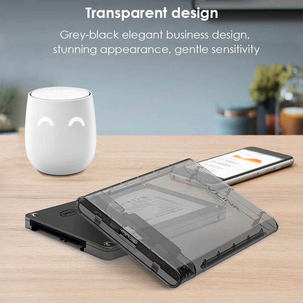 Uniqkart ST239 2.5-inch USB3.0 Mobile Hard Disk Case Transparent SATA External Solid-state SSD Hard Disk Enclosure