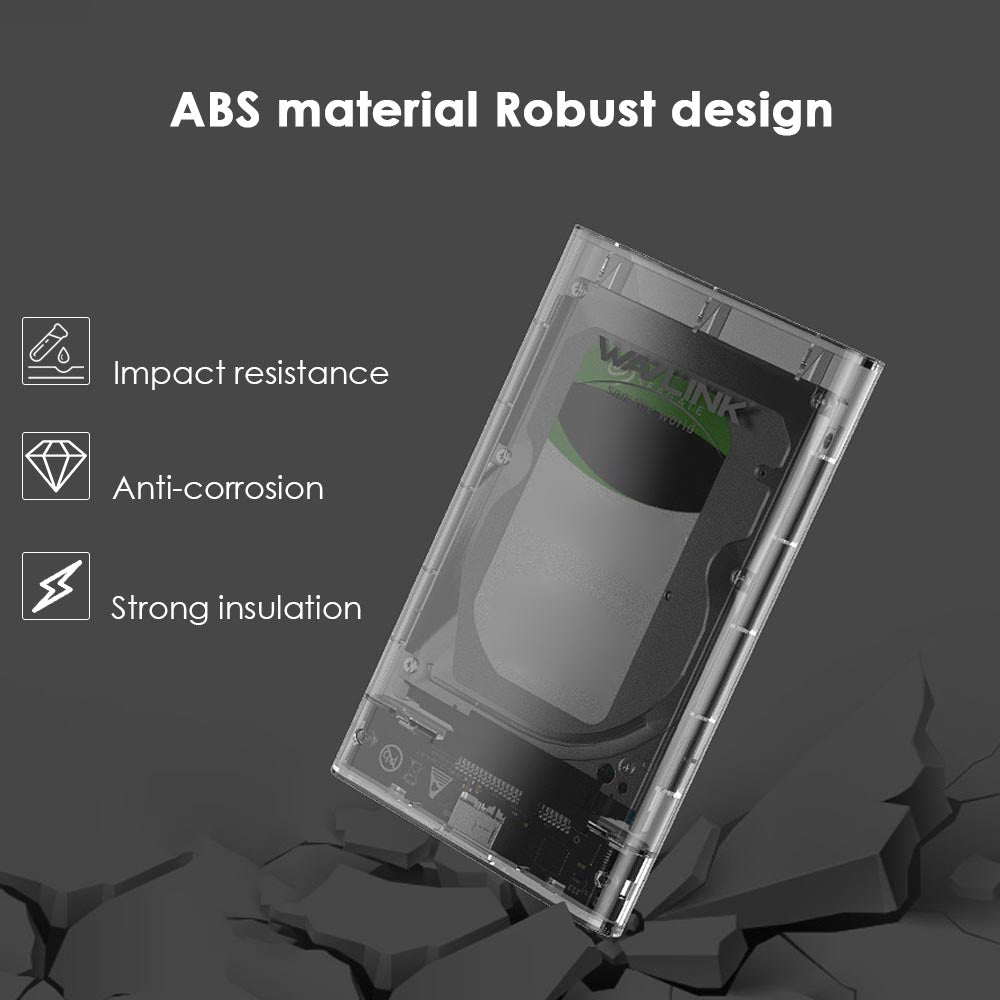 Uniqkart ST239 2.5-inch USB3.0 Mobile Hard Disk Case Transparent SATA External Solid-state SSD Hard Disk Enclosure