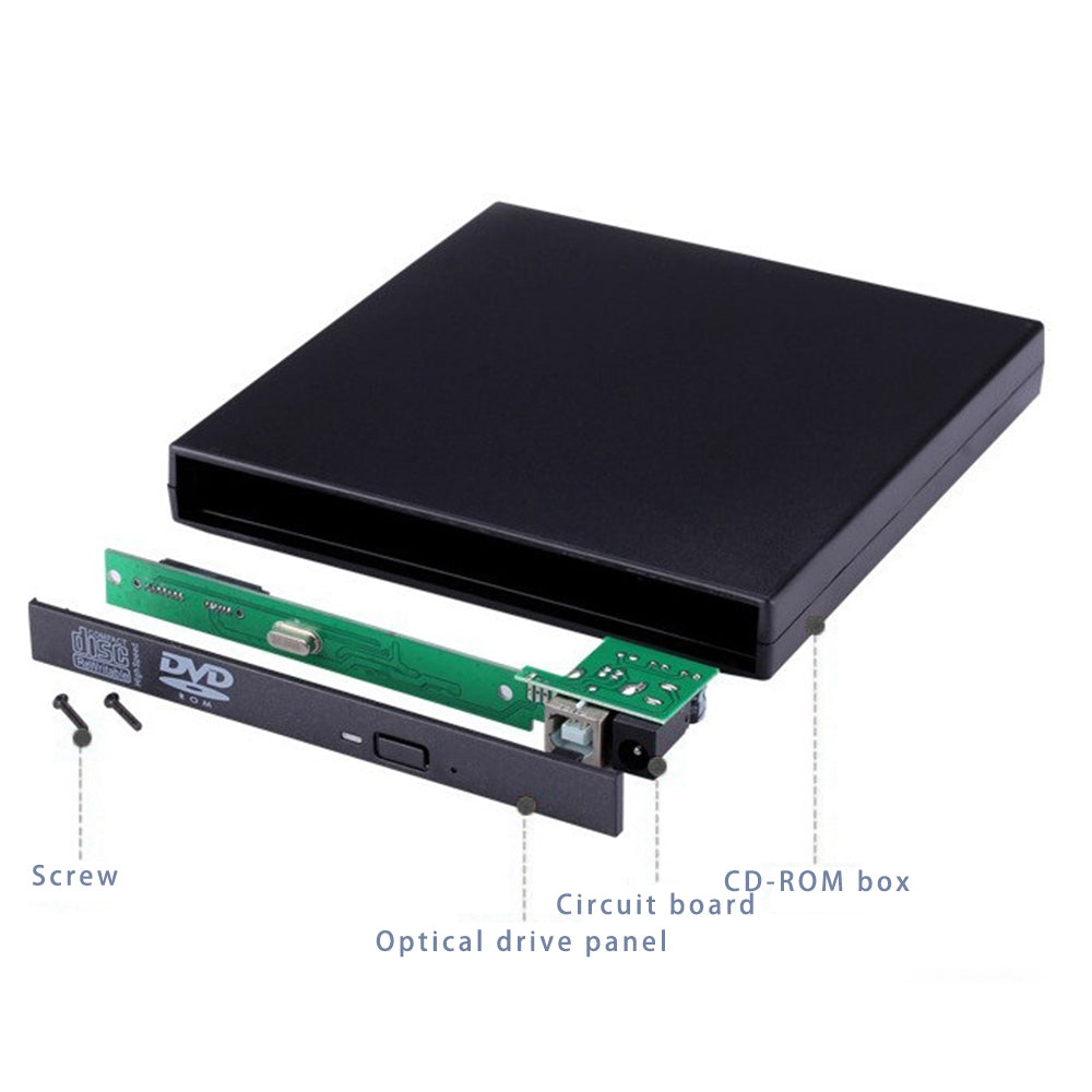 USB2.0 Slim Portable Optical Drive Enclosure 12.7mm External Optical Drive Case for Laptops, Notebooks (Outer Case Only)