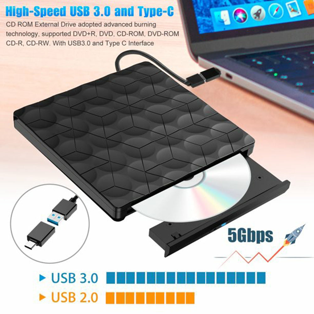 Portable Slim CD / DVD Drive for Laptop USB3.0 External DVD Burner Optical Disk Drive for Windows 98 / ME / Mac OS8.6