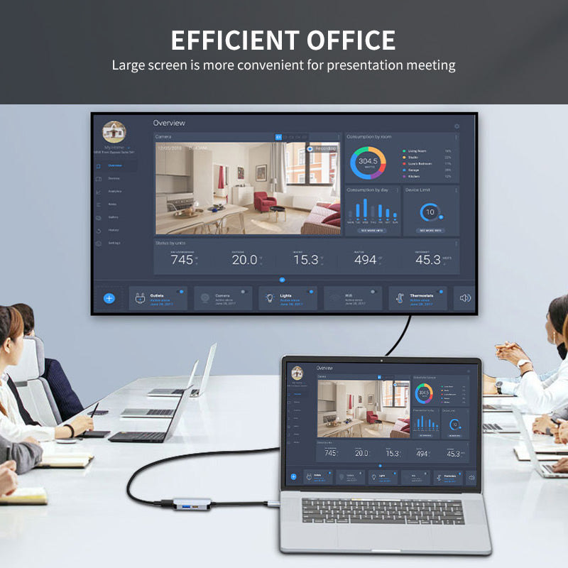 Uniqkart JSM-HUB010 Type-C Extension Hub Station to 4K HD Video Output+87W PD Port+USB 3.0 for Laptop Computer