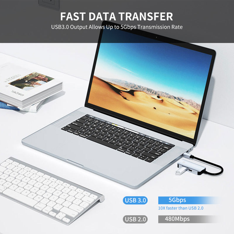 Uniqkart JSM-HUB010 Type-C Extension Hub Station to 4K HD Video Output+87W PD Port+USB 3.0 for Laptop Computer