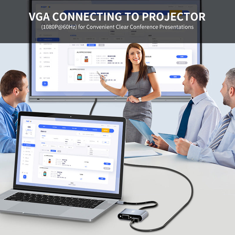 Uniqkart JSM-HUB011 USB-C Hub Extension Adapter to 4K HD Video Output+87W PD Port+VGA for Laptop Computer