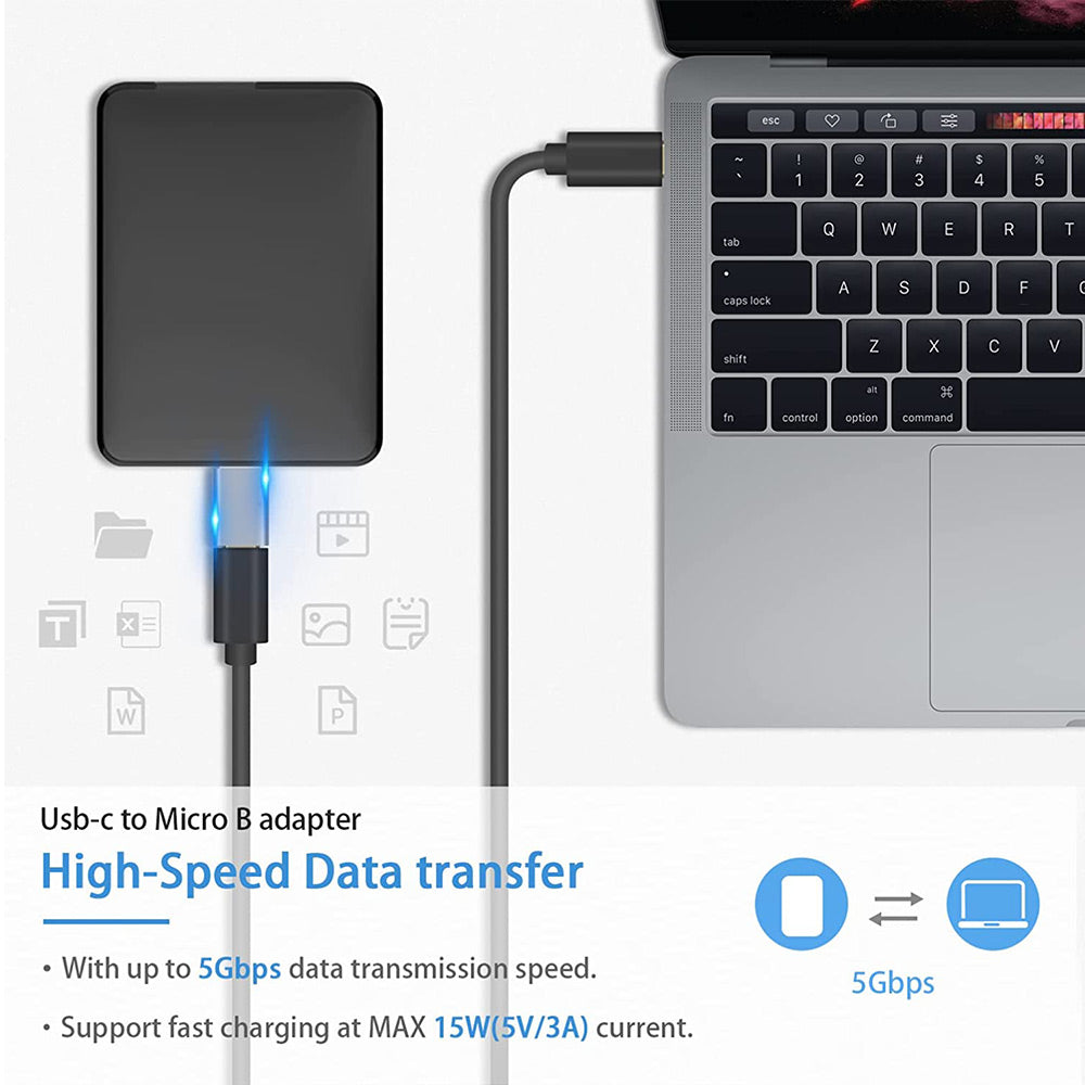 JUNSUNMAY Type-C Female to USB 3.0 Micro B Male Adapter Aluminium Alloy Converter for Hard Drive