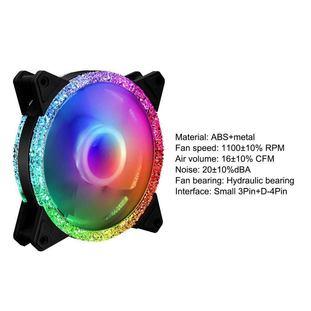 12cm RGB PC Case Fan Ultra Quiet Long Life Gaming PC Cooling Fan 3+4-Pin Adjustable Color LED Fan for Radiator CPU Cooler Computer Case
