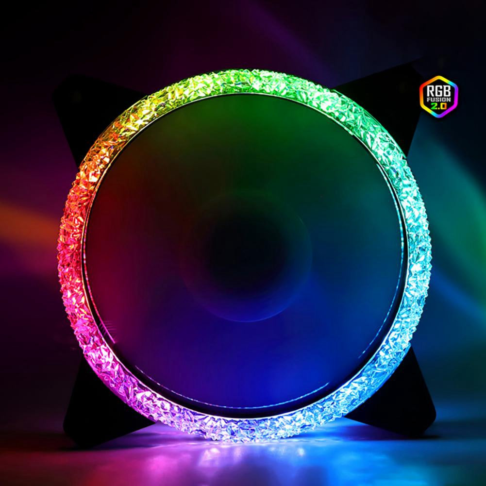 12cm RGB PC Case Fan Ultra Quiet Long Life Gaming PC Cooling Fan 3+4-Pin Adjustable Color LED Fan for Radiator CPU Cooler Computer Case
