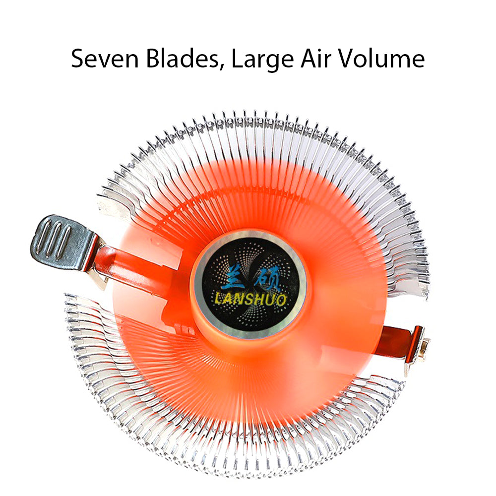 Universal Board CPU Cooler 7 Blades 8cm Silent Fan Radiator Heat Dissipation Cooling Fan Compatible with Intel / AMD Platform