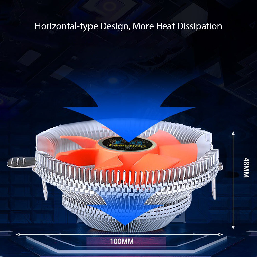 Universal Board CPU Cooler 7 Blades 8cm Silent Fan Radiator Heat Dissipation Cooling Fan Compatible with Intel / AMD Platform