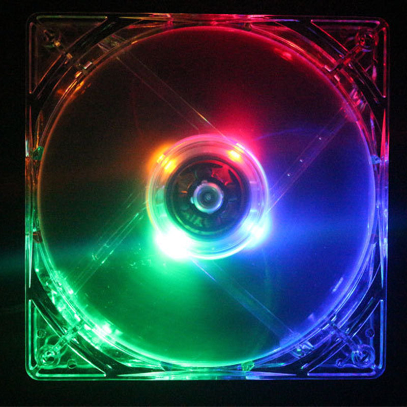 120mm Crystal Clear Computer Fan Color Lighting 4Pin Cooling Fan for 4Pin CPU, Water-Cooling Radiator Low Noise Fan - Transparent Colorful Light