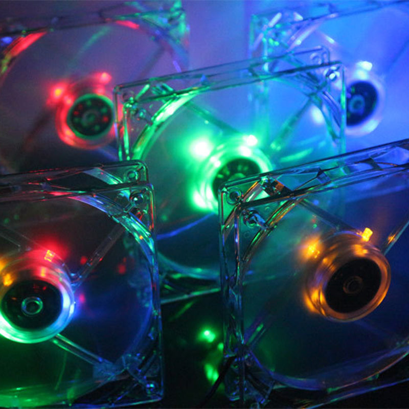 120mm Crystal Clear Computer Fan Color Lighting 4Pin Cooling Fan for 4Pin CPU, Water-Cooling Radiator Low Noise Fan - Transparent Colorful Light