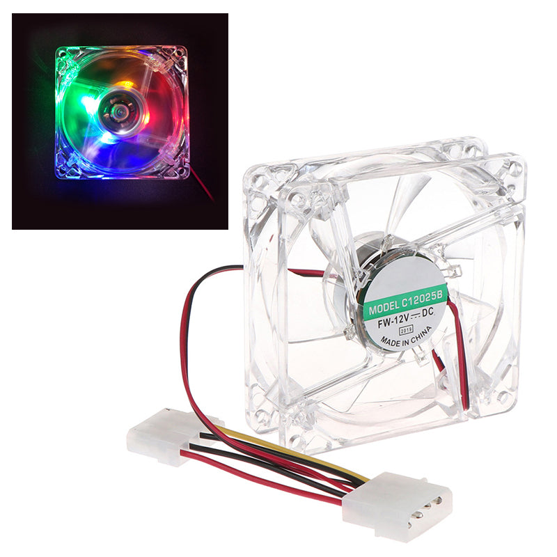 80mm Crystal Clear Cooling Fan 4Pin Computer Fan with Color Lighting for 4Pin CPU, Water-Cooling Radiator Low Noise Fan - Transparent Colorful Light