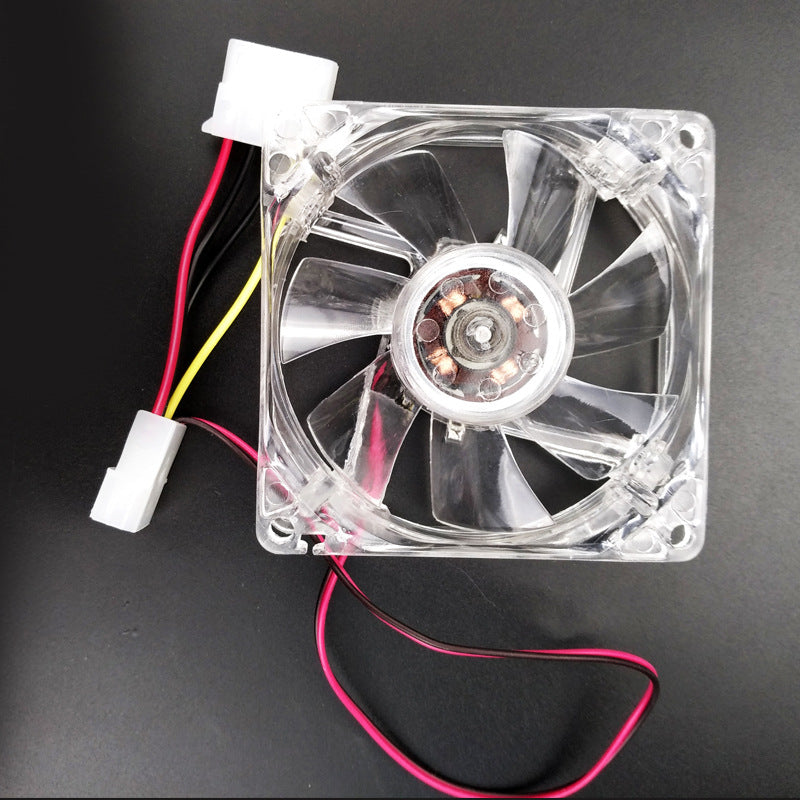 80mm Crystal Clear Cooling Fan 4Pin Computer Fan with Color Lighting for 4Pin CPU, Water-Cooling Radiator Low Noise Fan - Transparent Blue Light