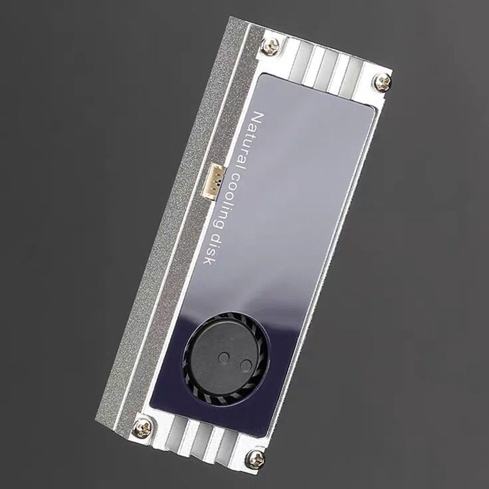 M.2 SSD Heatsink Cooler Temperature Digital Display Cooling Plate with Cooling Fan Dissipation Radiator - Silver