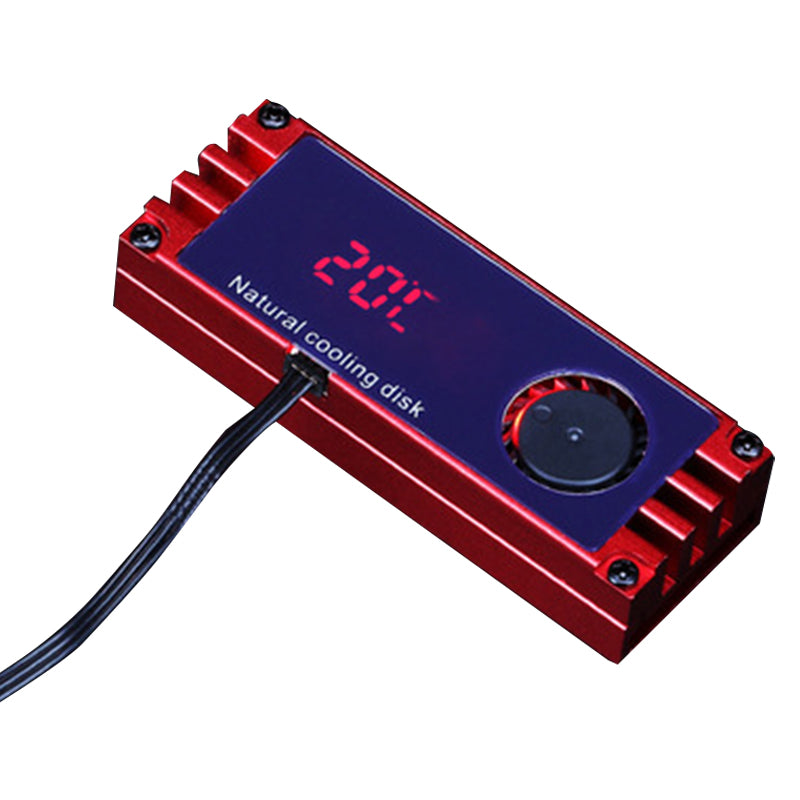 M.2 SSD Heatsink Cooler Temperature Digital Display Cooling Plate with Cooling Fan Dissipation Radiator - Red