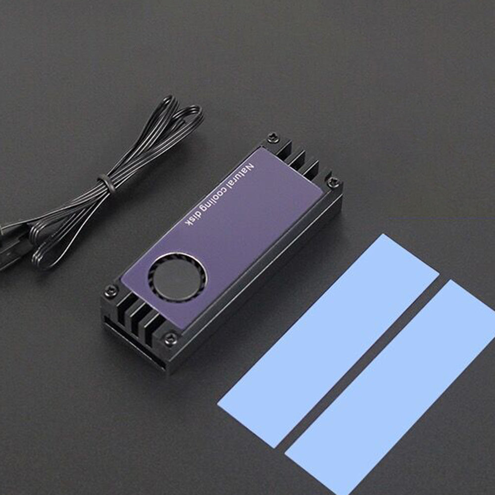 M.2 SSD Heatsink Cooler Temperature Digital Display Cooling Plate with Cooling Fan Dissipation Radiator - Red