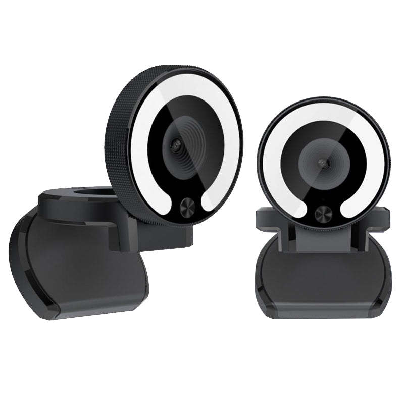 2K HD USB Webcam Auto Focus with Microphone and 3-Color Ring Light for PC Laptop