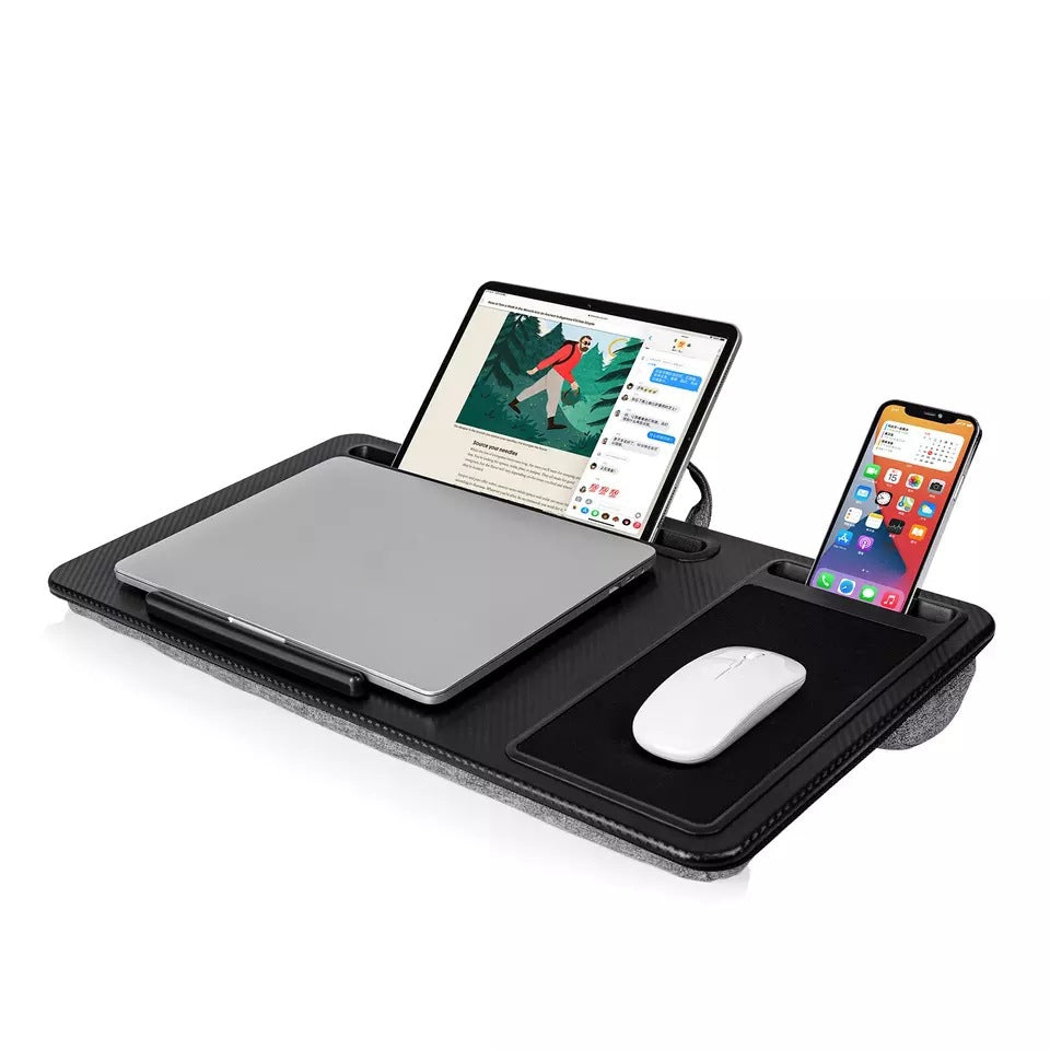 LA1 Home Office Portable Lap Desk with Device Baffle, Mouse Pad, Phone / Tablet Holder, and Handle Multifunction Laptop Lap Table Fits Up to 17 Inch Devices
