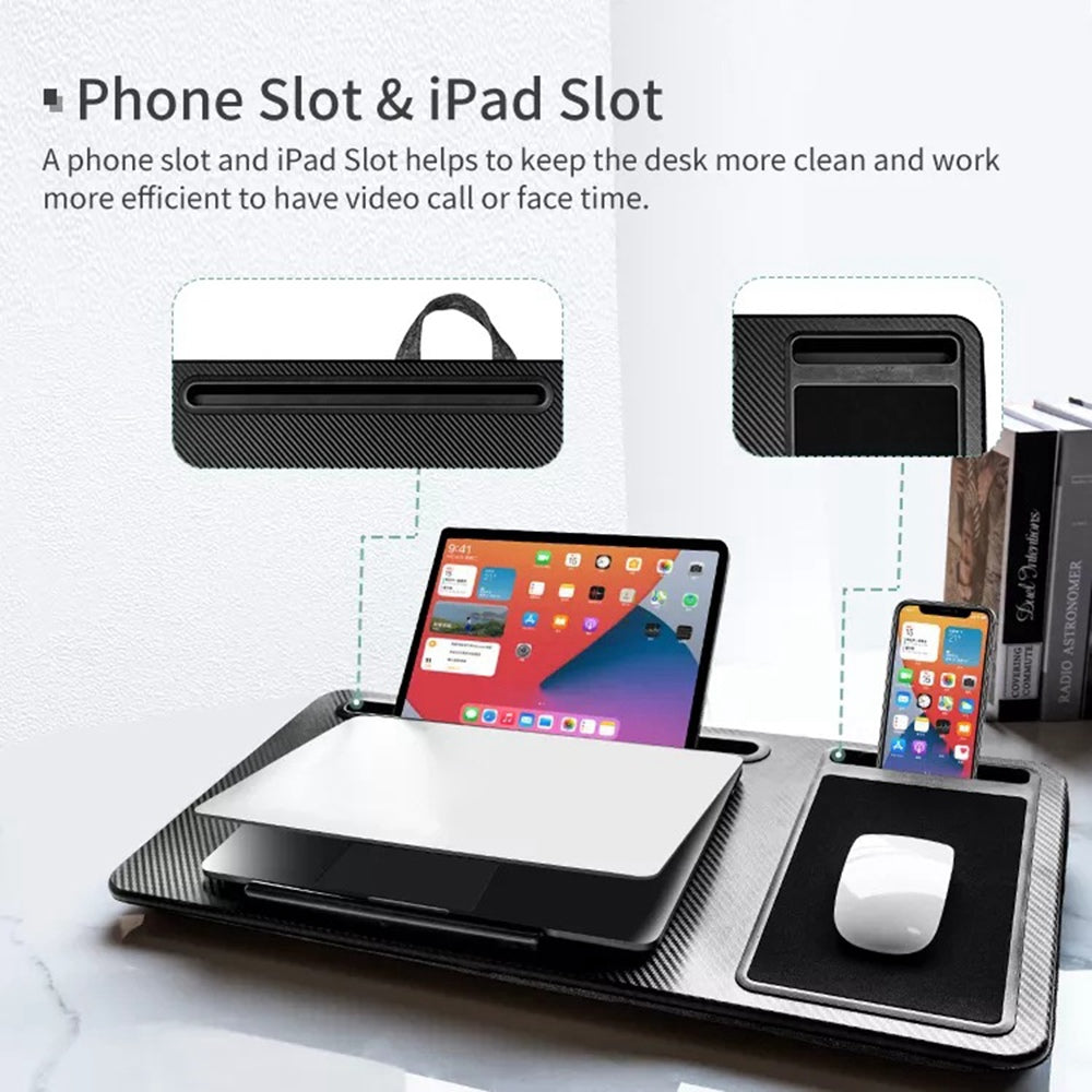 LA1 Home Office Portable Lap Desk with Device Baffle, Mouse Pad, Phone / Tablet Holder, and Handle Multifunction Laptop Lap Table Fits Up to 17 Inch Devices