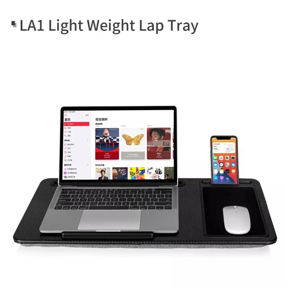 LA1 Home Office Portable Lap Desk with Device Baffle, Mouse Pad, Phone / Tablet Holder, and Handle Multifunction Laptop Lap Table Fits Up to 17 Inch Devices
