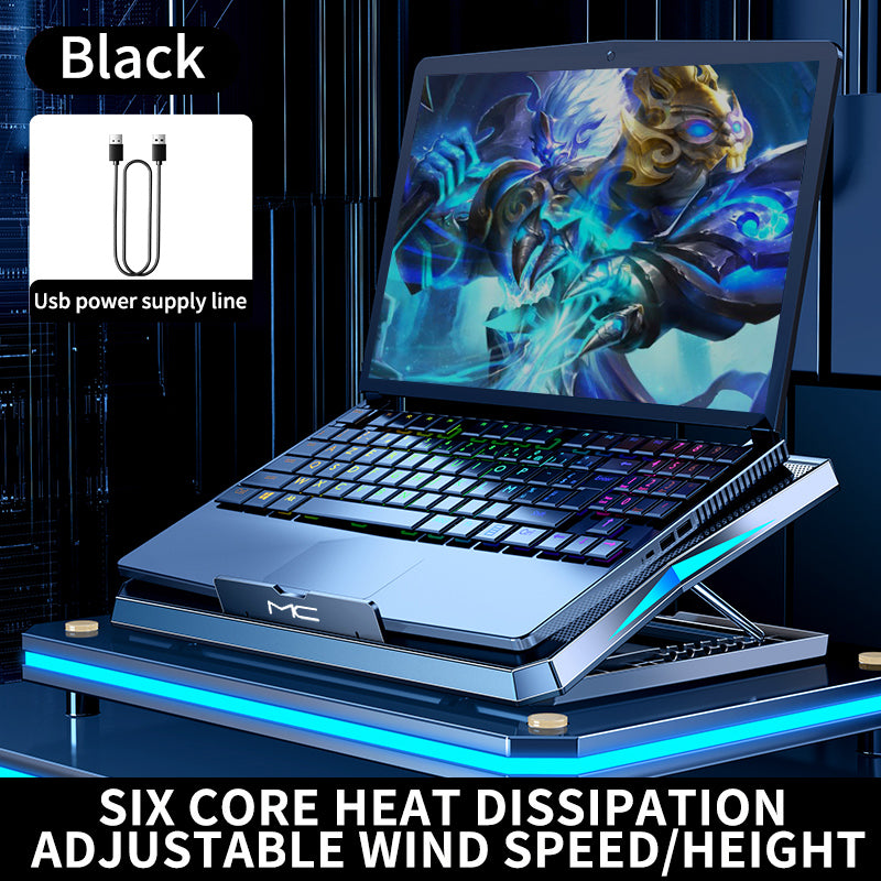 Q3 Laptop Fan Cooling Stand Gaming Cooler with 6 Quiet Cooling Fans Adjustable Notebook Support Holder Riser